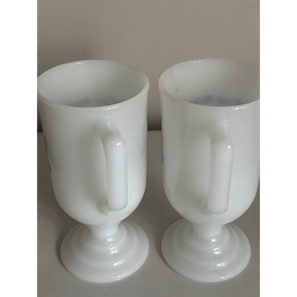 Vintage Milk Glass Mug SET Cape Cod Massachusetts Souvenir Nautical Pedestal - Picture 6 of 11